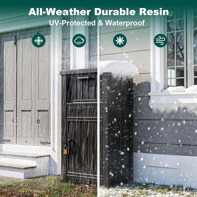 Large Package Delivery Boxes for Outside Waterproof Parcel Drop Storage Box UV Resistant Resin Lockable Secure for Outdoor Porch Patio (Navy)