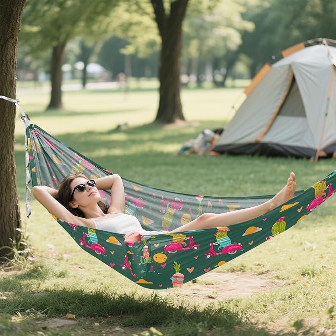 Camping Hammock Outdoor Hammocks for Outside Pineapple Cycling Cute Beach Trees Portable Lightweight with Pockets Tree Straps Indoor