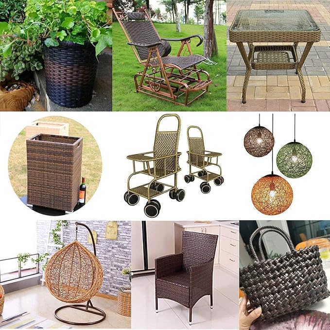 Wicker Repair Material, Flat Synthetic Rattan Weaving Material Plastic Rattan for Knit and Repair Chair Table,Storage Basket,Ect (Coffee Gradient B)