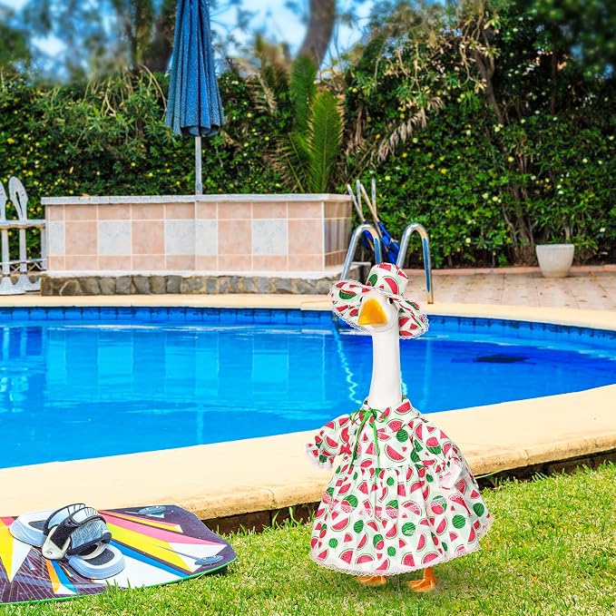 FuWeave Fall Porch Goose Outfit for Lawn Decor | Fits 23"/17" Lawn Plastic/Cement Statue Goose Costume Dress for Front Outdoor Courtyard Garden Patio Yard Decoration