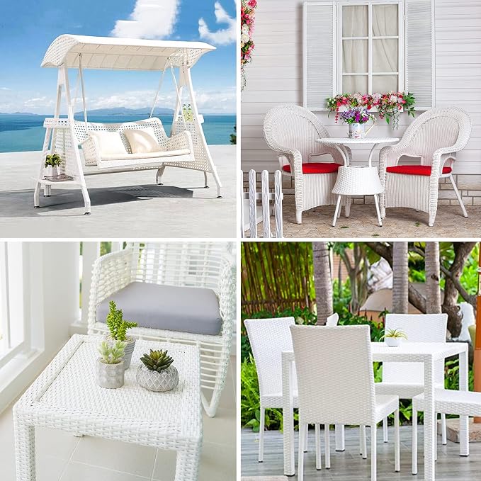 Wicker Repair Material, Flat Synthetic Rattan Weaving Material Plastic Rattan for Knit and Repair Chair Table,Storage Basket,Ect (White A)