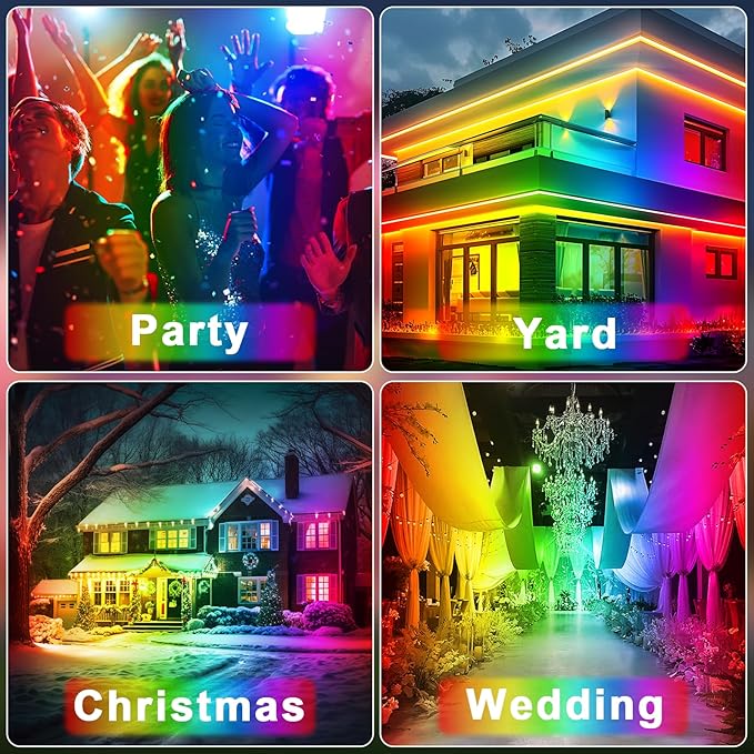 Led Flood Light 600W Equivalent 6000LM, Outdoor Led Lights with APP Control, Smart RGB Lights Colored 16 Million Colors, DIY Scenes - Timing - Music Sync, 2700K & IP66(2 Pack)