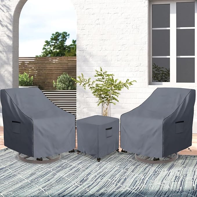 Waterproof Outdoor Ottoman Cover Square,600D Heavy Duty Patio Small Side Table Cover,Patio Furniture Covers for End Table 32" W x 32" D x 18" H,Grey