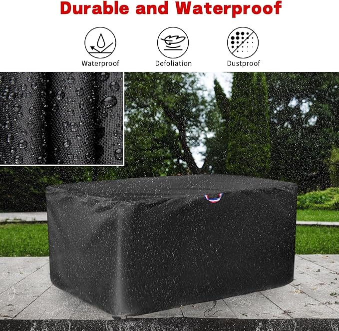 Outdoor Dining Table Cover, 60" Rectangle Patio Furniture Covers Waterproof, Protective Cover for Outdoor Dining Table Chairs Set - Black, 60 X 38 X 28 Inch