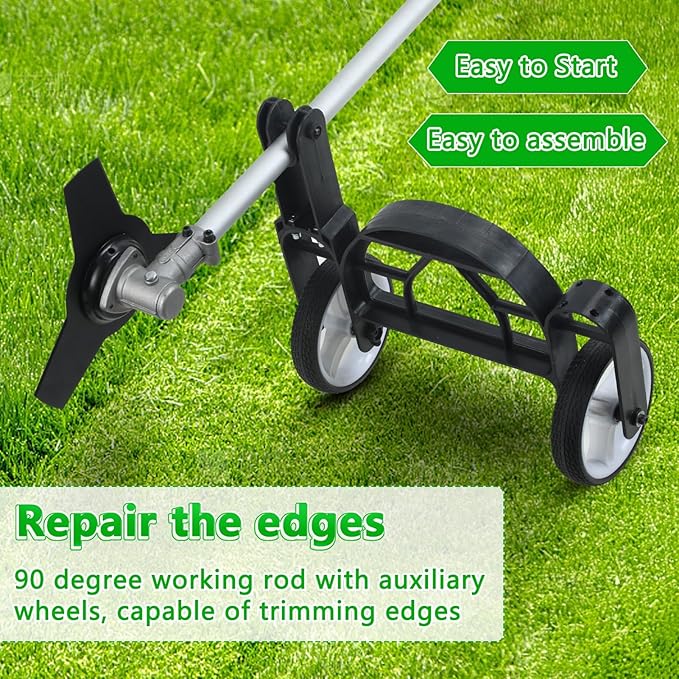 52cc 2-Cycle Gas Powered Weed Eater, Heavy-Duty Brush Cutter, Gas String Trimmer & Hedge Trimmer Combo Kit with Extension Pole, 2.3KW Multi-Functional Trimming Tool for Weeds Grass Orange