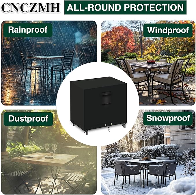 Heavy Duty Patio Furniture Covers Waterproof, 600D Outdoor Furniture Cover Waterproof for Sectional Sofa Couch, Outdoor Dining Table and Chair Set Covers 48''L x 24''W x 35''H, Black