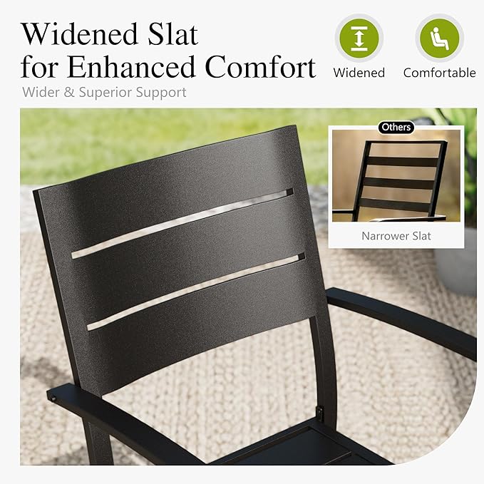 Sophia & William Metal Outdoor Dining Chairs Set of 2 - Stackable Black Patio Chairs, 300lb Capacity