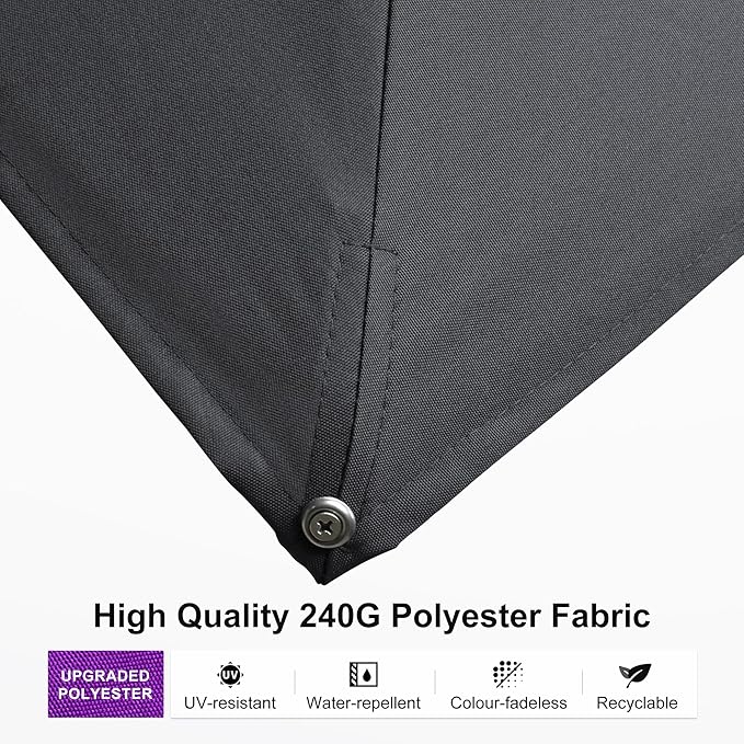 PURPLE LEAF 10‘ x 13’ Rectangle Patio Cantilever Umbrella Large Hanging Umbrella Teak Finished Aluminum Frame Windproof Offset Outdoor Sun Umbrellas for Beach Pool Deck, Grey