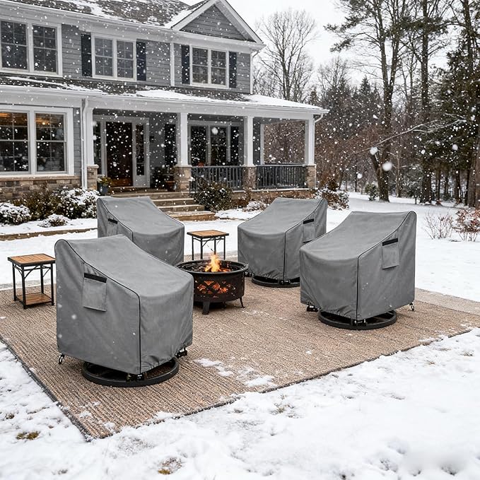 okcool Patio Swivel Chair Cover 4 Pack,Waterproof Heavy Duty Outdoor Chair Covers,Outdoor Swivel Chair Cover for Patio Furniture Covers(30 W x 34 D x 38.5 H inches),Grey