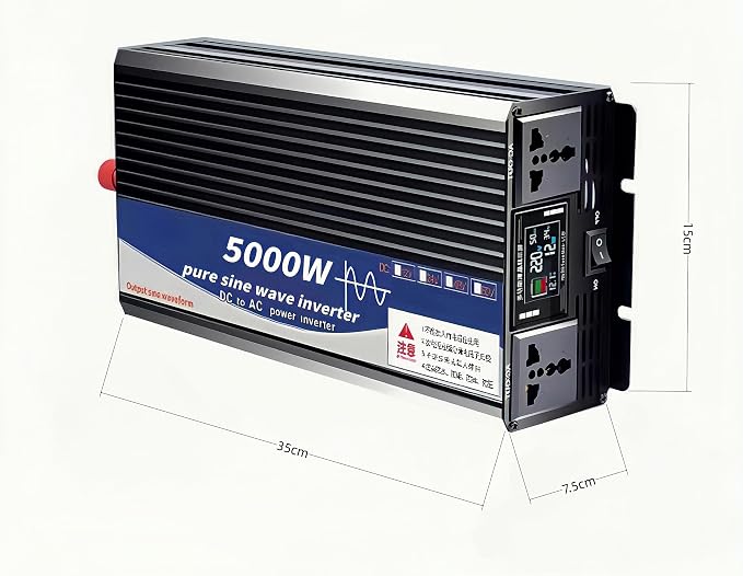 5000 Watt Power Inverter 12V DC to 220V AC Converter, RV Inverter, LED Display with 2 AC Outlets Dual Fans Radiating, for RV, Camp and Home, Electric Tool Pure Sine Wave Inverter (220V, 5000W 12V)