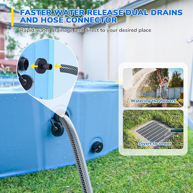 118'' Foldable Dog Pool, Jumbo Sprinkler Pools for Kids, Non-Slip Heavy Duty Dogs Pool for Large Dogs, Hard Plastic Kiddie Bathtubs for Backyard(10ft)