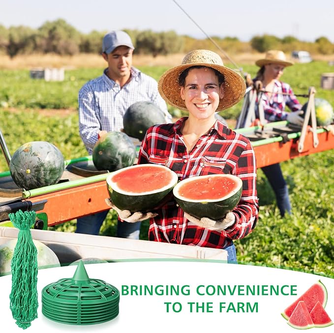 Irenare 20 Pcs Watermelon Net and Reusable Melon Cradles Hammock Watermelon Hammock Net for Garden Pumpkin Support Plant Honeydew Cantaloupes Ground Rot Holds up to 8lbs (Green)