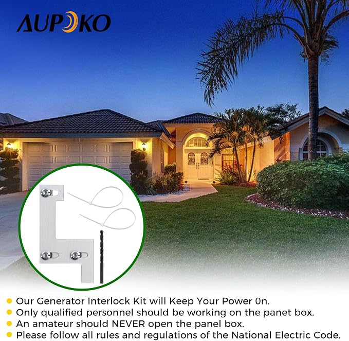 Aupoko Generator Interlock Kit Compatible with ITE, Gould, Murray, Siemens 150 or 200 Amp Panel, Electrical Interlock Kit, 1 1/4 Inch Spacing Between Main Circuit Breaker and Generator Circuit Breaker