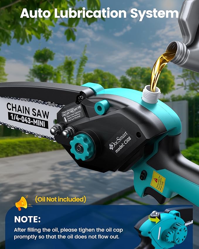 Electric Pole Saws for Tree Trimming, 2x4000mAh Brushless Mini Chainsaw Cordless with Extension Pole, Battery Powered Hand Held Chain Saw Pole Pruner for Cutting Tree Limbs, Gifts for Father's Day