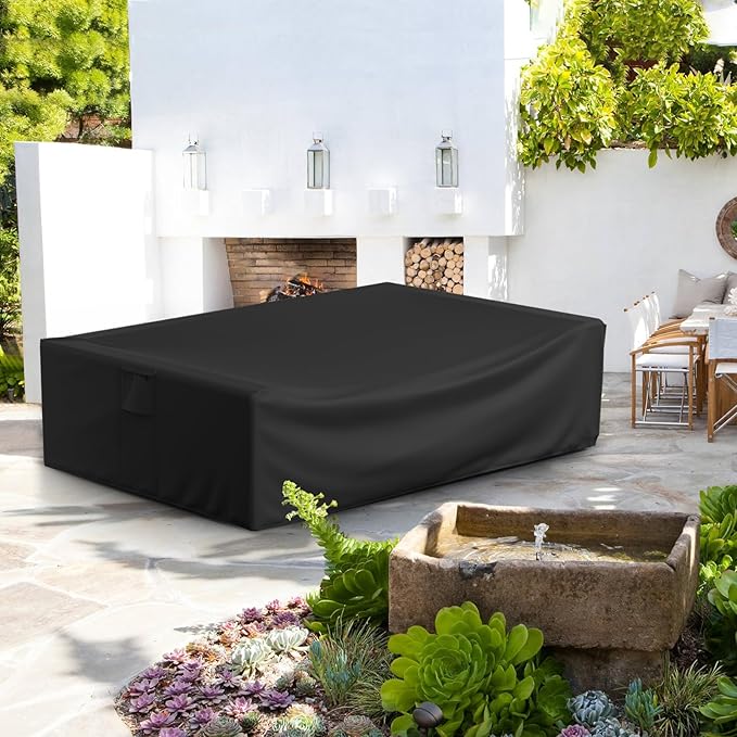 Gasadar Patio Furniture Covers, Outdoor Furniture Cover Waterproof, 600D Heavy Duty, 98"X78"X32", Black