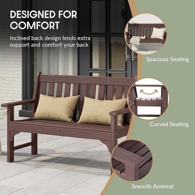 WestinTrends Malibu 3-Piece HDPE Outdoor Patio Furniture Couch and Coffee Table Set, Dark Brown
