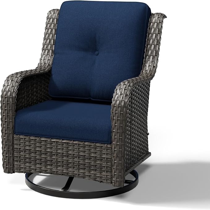 Joyside Outdoor Swivel Rocker Patio Chairs, Wicker Patio Furniture with High Back, Deep Seating, Wide Armrest, Thickened Cushions, Outdoor Rattan Furniture for Deck, Porch Use