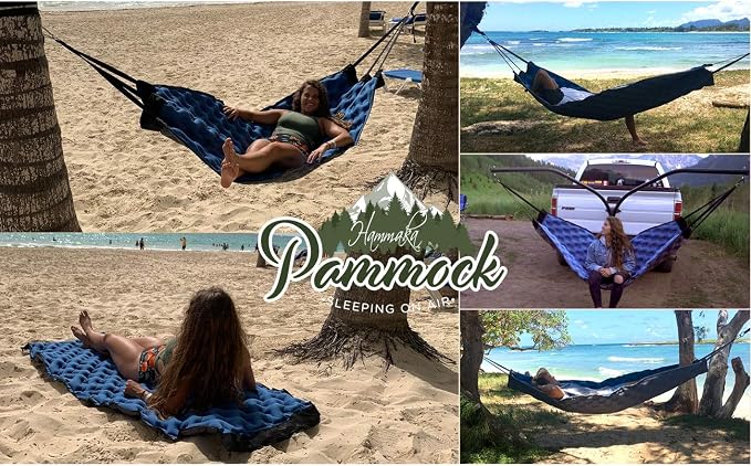 Pammock Sleeping Pad That Converts Into an Inflatable Hammock with Inflatable Pillow and Hammock Straps