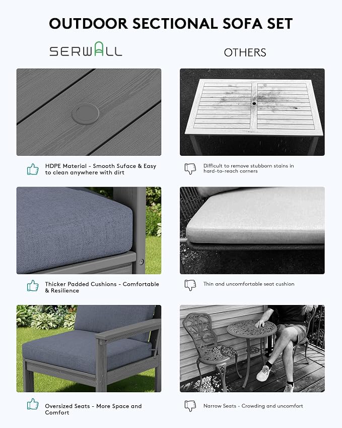 SERWALL HDPE Outdoor Couch with Coffee Table