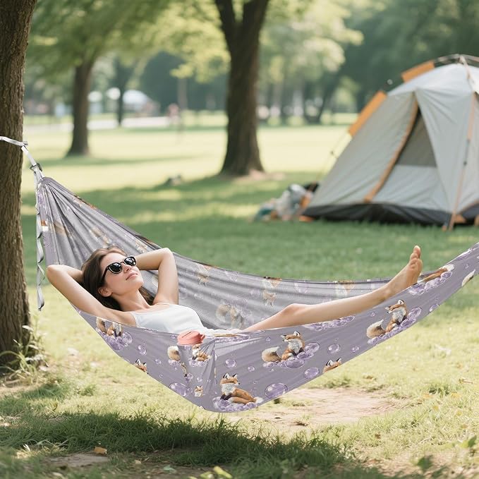 Camping Hammock Outdoor Hammocks for Outside Fox Dream Bubble Beach Trees Portable Lightweight with Pockets Tree Straps Indoor