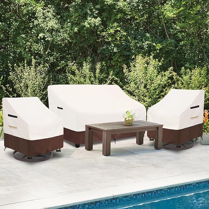 Outdoor Couch Covers,79 Inches Outdoor Sofa Cover, Waterproof Patio Furniture Cover,Furniture Covers for Patio Seating (Beige)