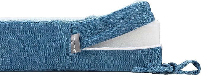 FUNHOME Outdoor Bench Cushion Cover 54 x18 x 3 inch,Water Resistant Cover with Zipper&Ties,Fade-Resistant Slipcover,Patio Porch Swing Cushion Cover Replacement Only,No Insert(Light Blue)
