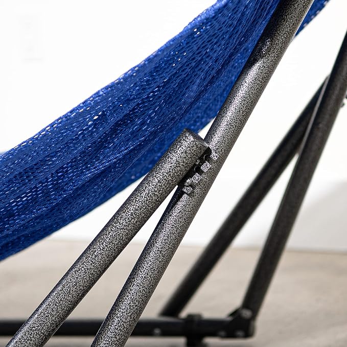 Best Home Fashion Portable Hammock with Collapsible Steel Stand, 450 lbs Capacity, No Tools Assembly, Carrying Bag Included, Perfect for Indoor Outdoor Backyard Patio Camping Beach, Navy