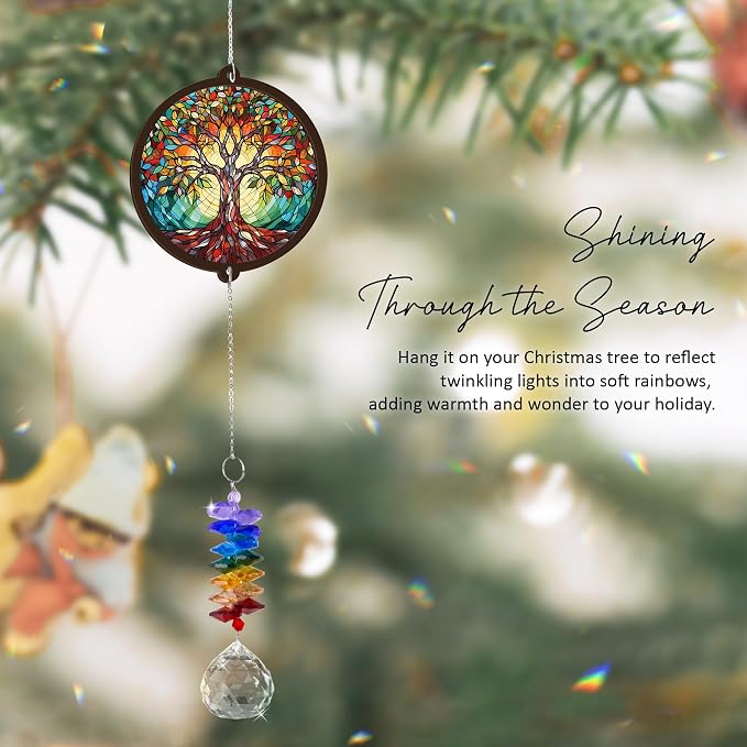 Memorial Suncatcher - Tree of Life Ornament - Sympathy Gift for Loss of Loved One - Remembrance Funeral Keepsake for Women Friends Sisters Lovers Couple - Christmas Birthday Gifts