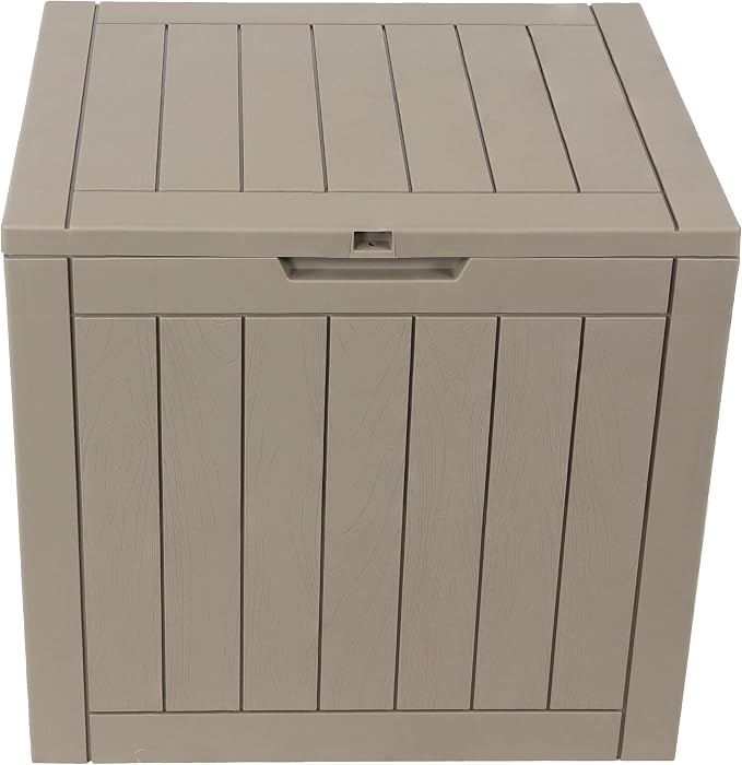 Sunnydaze Outdoor Deck Box - Lockable Package Delivery Box - Weather-Resistant Outdoor Storage Bin - 32-Gallon Faux Plank - Driftwood