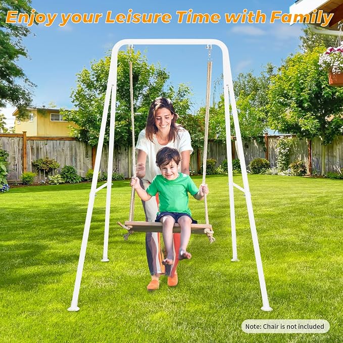 Swing Stand Only, Hammock Chair Stand, Heavy-Duty Metal Stand, Multi-Use Swing Frame for Indoor and Outdoor, Backyard, Max Load 300lbs, Hammock Chair not Included (White)
