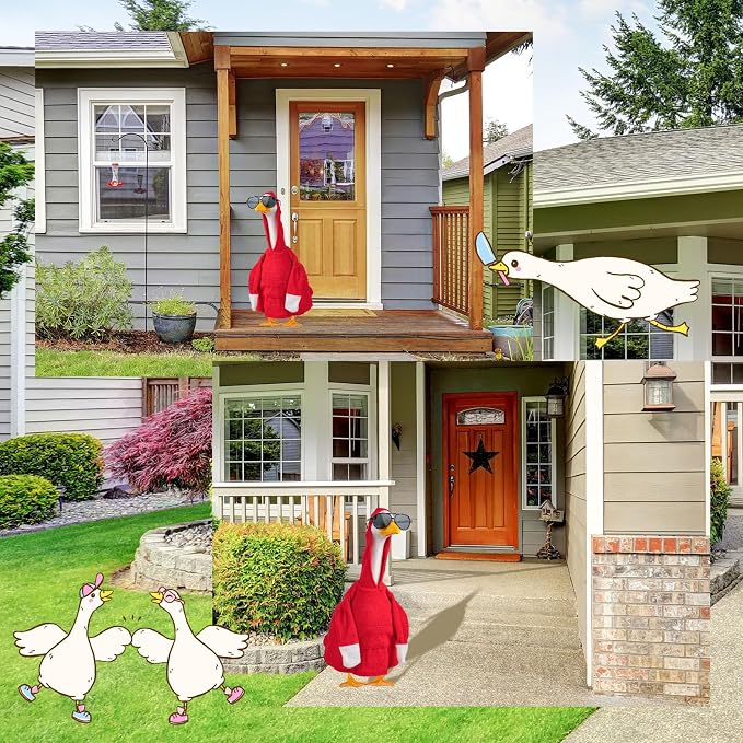 CAMDUCK Porch Goose Hoodie for 23 Inch Goose, Red Goose Outfit with Sunglasses, Funny Geese Clothes Costume, Decorative Lawn Geese Clothes for Yard Garden Patio Decor