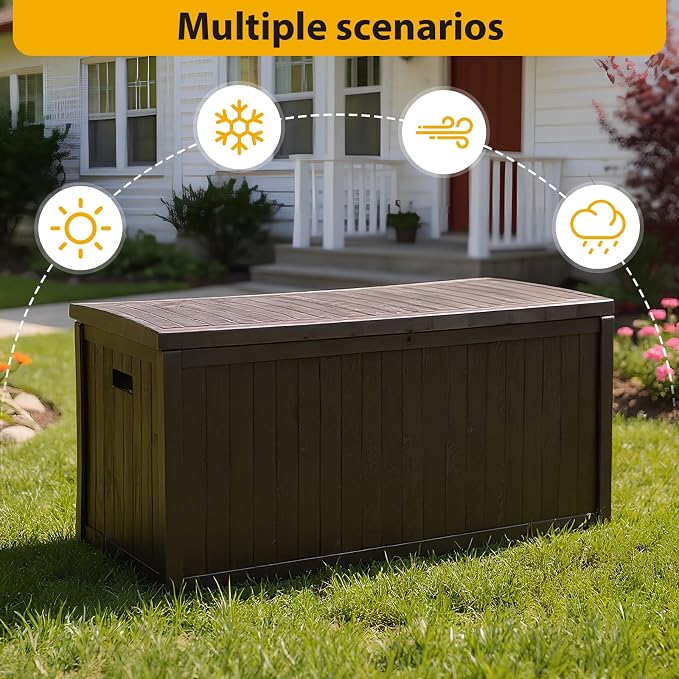 Outdoor Storage Box,Large Waterproof UV Resistant Deck Box,Lockable Storage Container for Patio Furniture Cushions Garden Tools and Pool Accessories