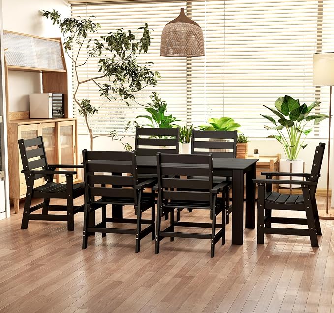 BRIOPAWS Outdoor-Dining-Chairs | Set of 2 | HDPE | Black | Patio Chair with Arms | Modern | All Weather | Oversized & Comfortable | for Deck Backyard Poolside Porch