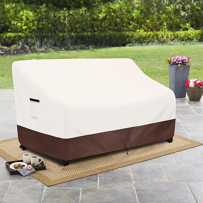 Outdoor Couch Covers,53 Inches Outdoor Sofa Cover, Waterproof Patio Furniture Cover,Furniture Covers for Patio Seating (Beige)