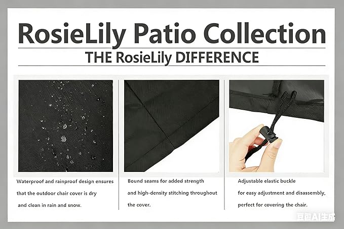 RosieLily Outdoor Chair Covers, High Back Patio Chair Covers Waterproof, Heavy Duty Patio Furniture Covers, Stackable Outdoor Bar Stool Covers, 600D, High Back-2 Pack, Black