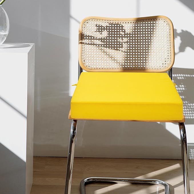 FUNHOME 2 Pack Outdoor Cushion Slipcovers 24" x 24" x 4", No Insert! Water-Resistant Patio Chair Seat Cushion Covers with Zipper and Tie, Replacement Cover Only(Yellow)