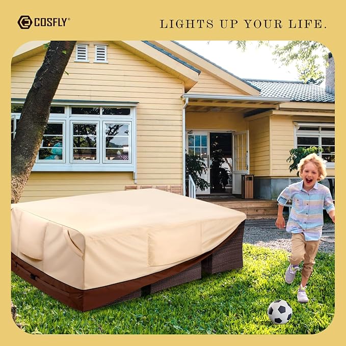 COSFLY Waterproof Patio Furniture Table Covers Durable, Rectangular Outdoor Coffee Table Covers - Fits up to 48L x 28W x 13H inches