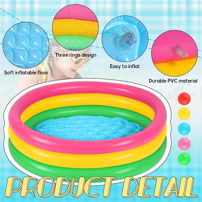 Honoson Inflatable Kiddie Pool Baby Pool with 50 Pcs Balls, Inflatable Swimming Pools Blow up for Beach Water Play Backyard Summer Indoor and Outdoor Party Supplies(47.2 Inch)