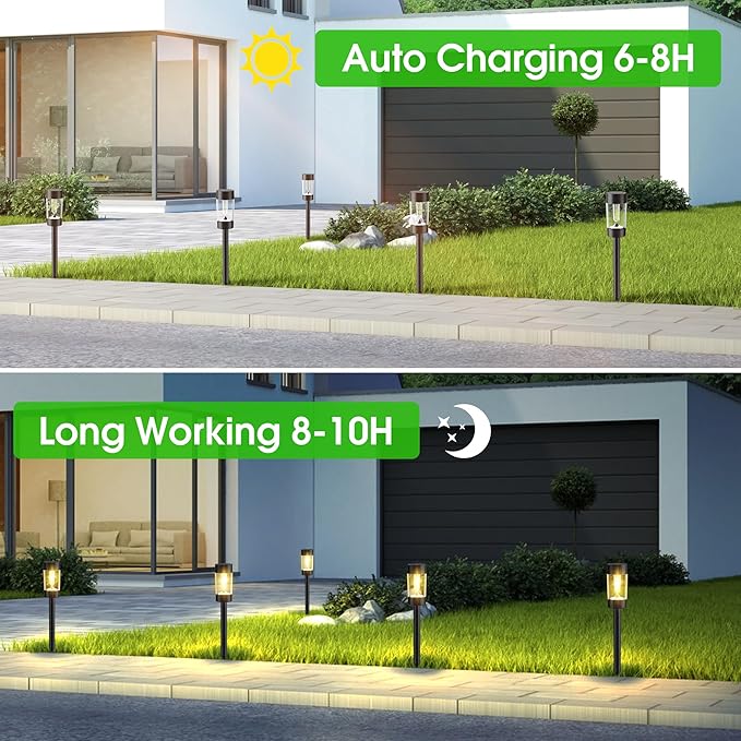Eyrosa Solar Lights Outdoor, 12 Pack Waterproof Solar Landscape Lighting for Pathway Garden Yard Path Walkway Driveway Lawn Patio Outside Decor, Warm White | Solar Landscape Lighting for Pathway Garden Yard Path Walkway Driveway Lawn Outside Décor