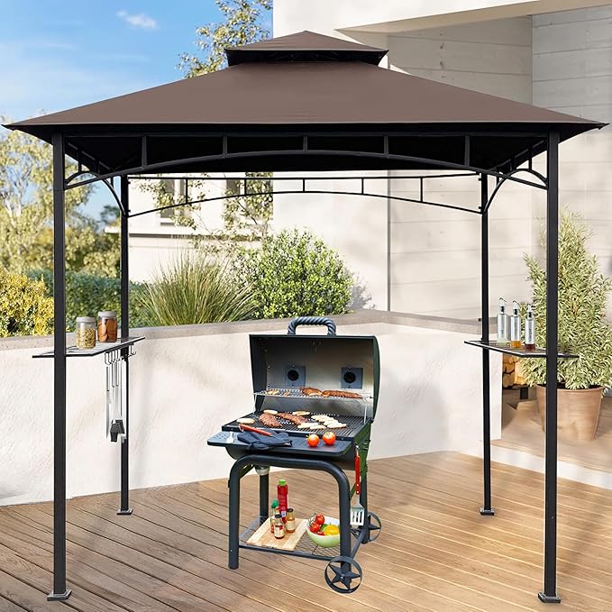 Coastshade Replacement Gill Gazebo BBQ Canopy Top for Model #L-GG001PST-F,8x5 Gazebo Grill Canopy BBQ Gazebos Top Only(Brown)