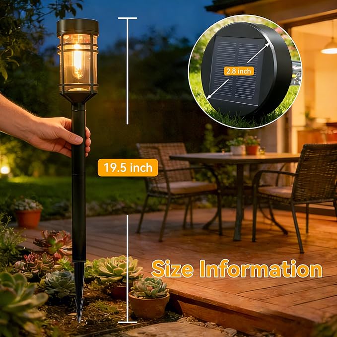 Ollny Solar Pathway Lights Outdoor 6 Packs, Solar Powered Garden Lights Waterproof Auto On/Off, Landscape Lighting for Path Yard Porch Lawn Patio Walkway Driveway Decor