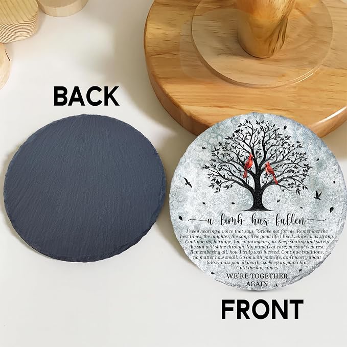 8'' Memorial Garden Stone for Loss of Loved One, Garden Stones in Memory of Loved Ones, Sympathy Gift Fathers Day, Weatherproof Outdoor Memorial Plaques, Remembrance Natural Stone with Stand HS8-8