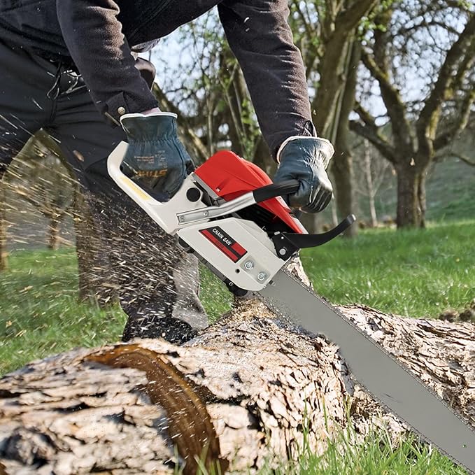 Gas Powered Chainsaw, 2-Stroke 52CC 2KW 22Inch Handheld Cordless Petrol Chain Saw Power Head Gas Powered Chainsaw Portable Gasoline Chain Saw for Garden Pruning, Forest Logging (22In 52CC 2KW)