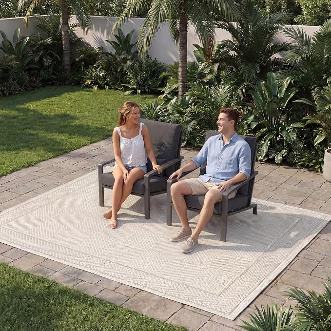 Patio Furniture Set, 2-Piece Aluminum Outdoor Single Chairs with Washable High-Resiliency Sponge Cushions, Upgraded Gray