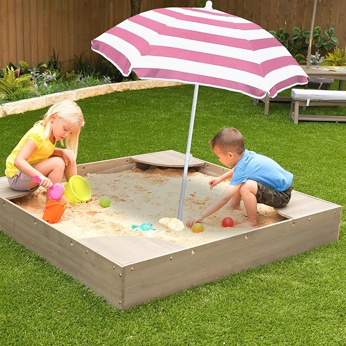 Kids Water Table Umbrella and Cover, Heavy-Duty 600D Waterproof Anti-UV Dustproof Water Table Cover with Umbrella, Compatible with Step2 Rain Showers Splash Pond Water Table, Pink