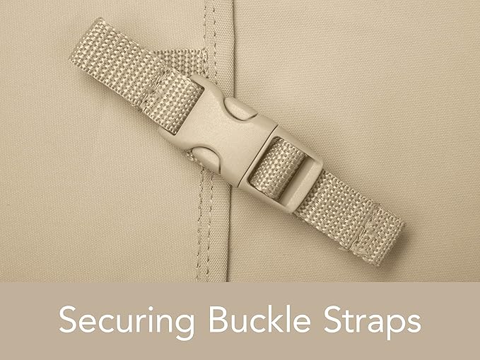 Covermates Elite Square Ottoman Cover – Heavy-Duty 300D Polyester, Water-Resistant, Mesh Vent, Drawcord & Buckle Straps, Outdoor Patio Seating & Accent Table Protection, 18W x 18D x 18H, Khaki