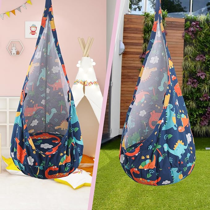 YAERSI Kids Pod Swing Seat, Hammock Chair with PVC Inflatable Cushion,Sensory Swing for Indoor and Outdoor Play Durable Portable