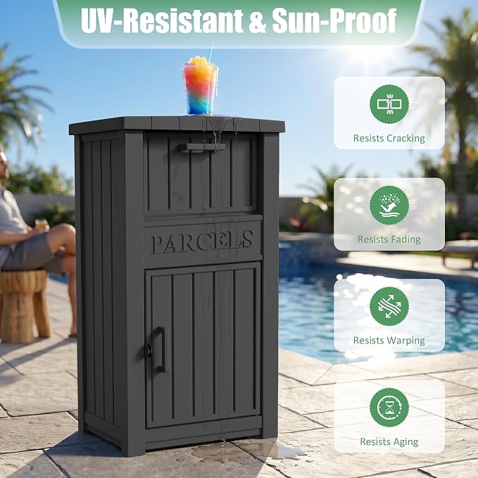 Large Package Delivery Boxes for Outside Waterproof Parcel Drop Storage Box UV Resistant Resin Lockable Secure for Outdoor Porch Patio (Black-2)