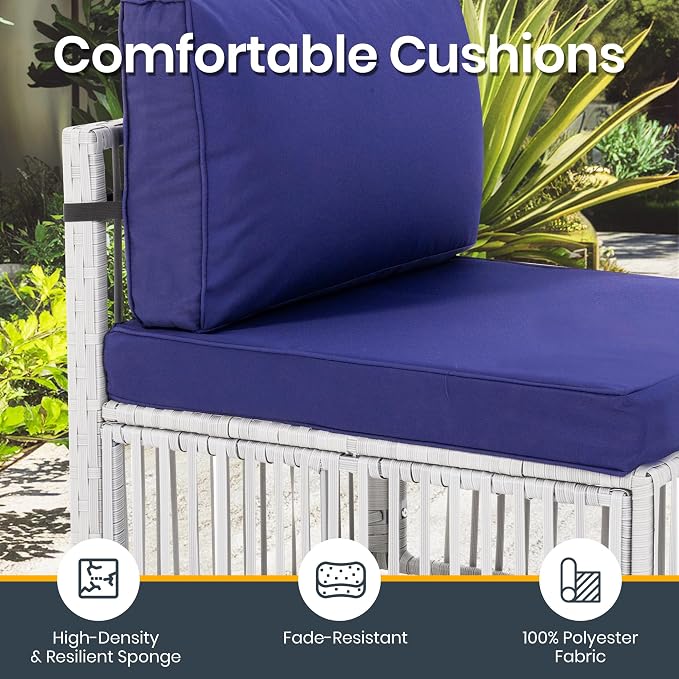 Pamapic 7-Piece Outdoor Sectional Set, Large Wicker Patio Furniture Set with Coffee Table and Washable Cushions Covers, All-Weather Patio Sofa Conversation Set for Backyard, Poolside, Garden
