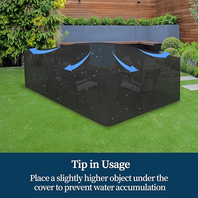 Easy-Going Rectangle Patio Furniture Cover Waterproof Outdoor Dining Table and Chair Cover Anti-UV Outside Sectional Sofa Set Covers (90"L x 64"W x 28"H, Black)